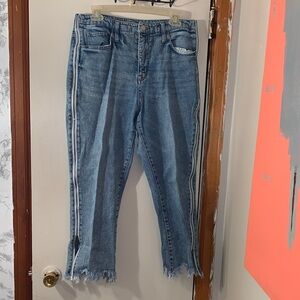 Wild Fable Blue ankle length Jeans with White Stripes and zipper.